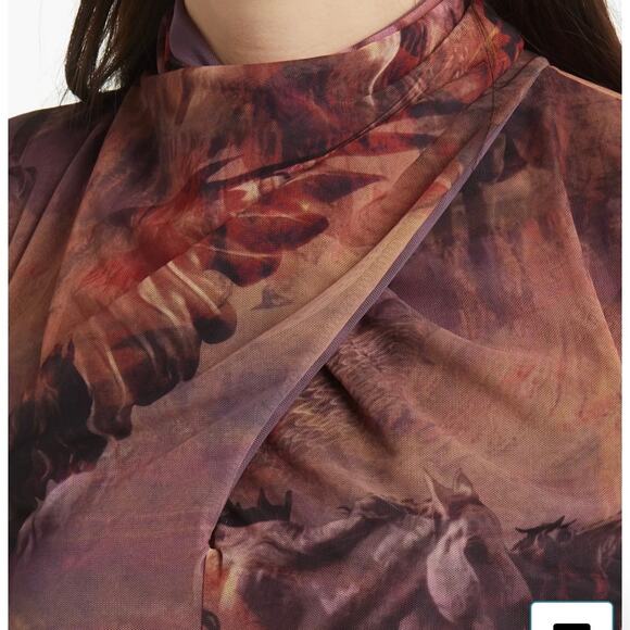 All Saints Tia Colca Mesh Western Horses Canyon Printed Midi Dress 4 - Picture 11 of 11